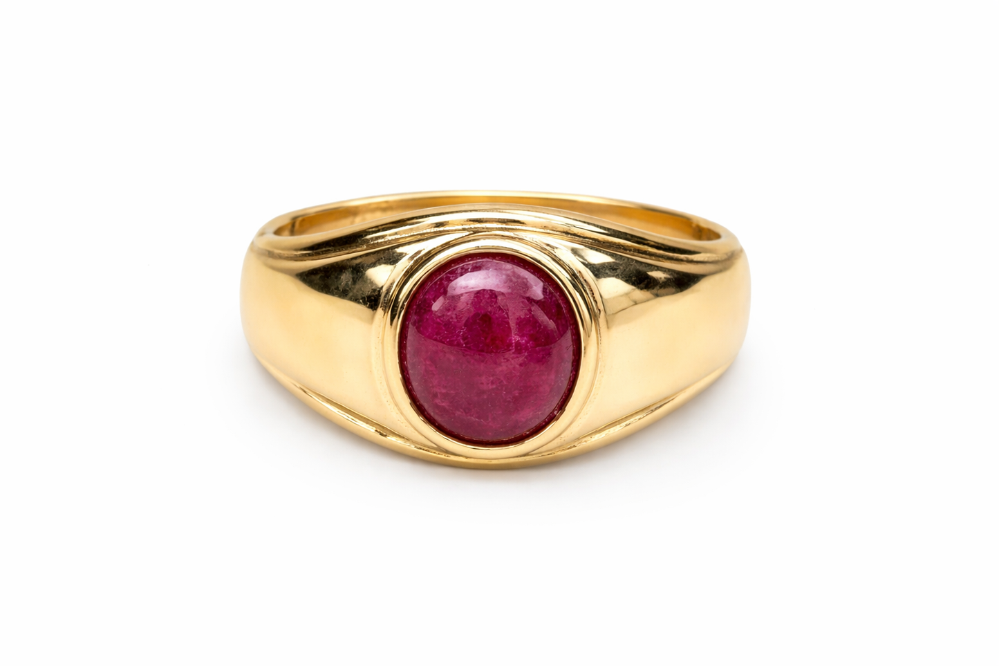 Natural Cabochon Ruby 3.20 from Franklin North Carolina set in 14ky 10grams made all in USA