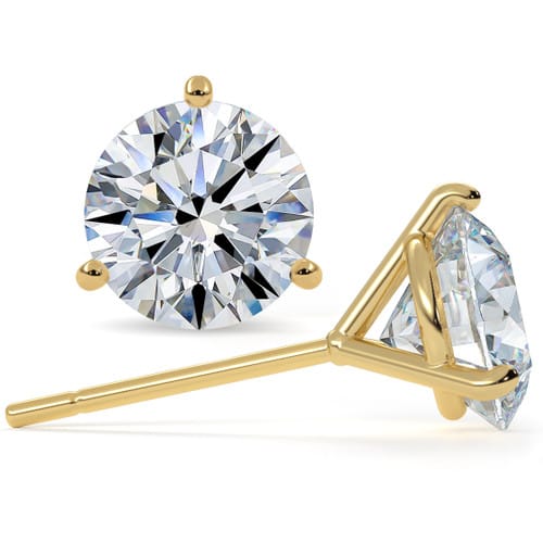 Sustainable 2.14 Carat Round Lab Diamond Martini Stud Earrings in 14K Gold – Valentine’s 2025 Edition