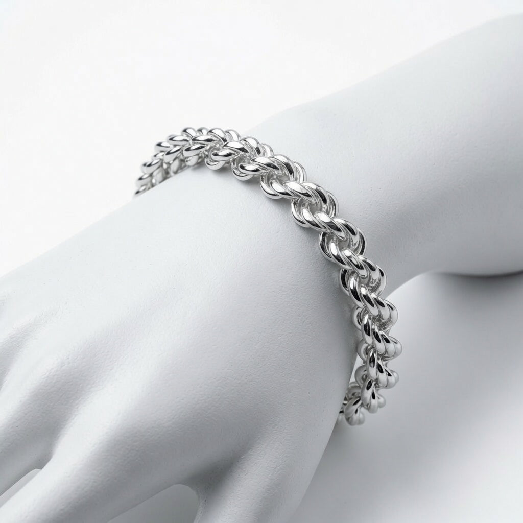Solid Sterling Silver 7mm, 8" rope bracelet