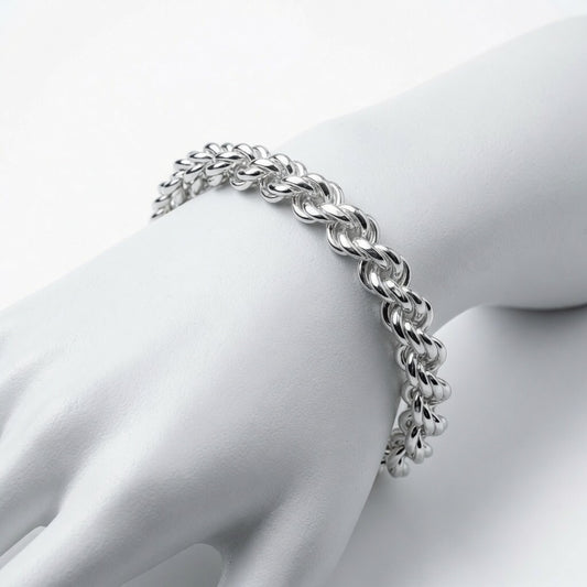 Solid Sterling Silver 7mm, 8" rope bracelet