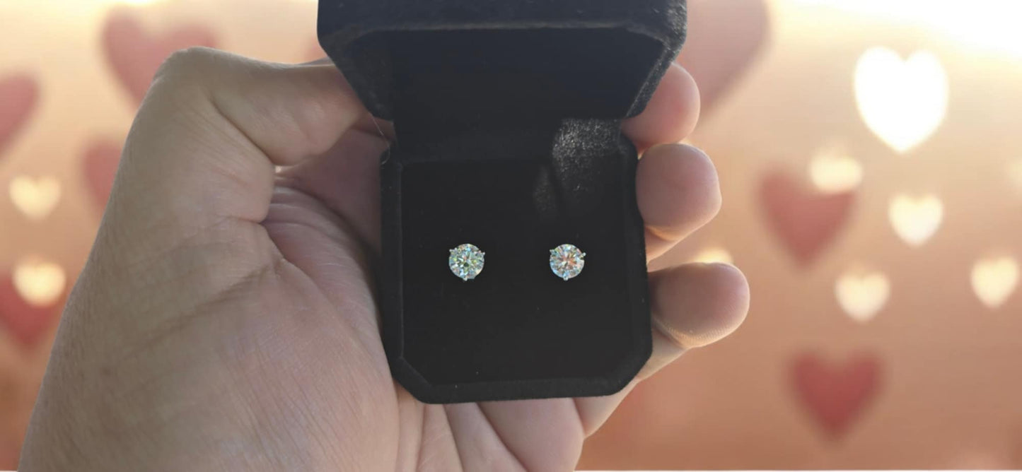 2.00 Carat F VS2 Lab-Grown Diamond Stud Earrings in 14K White Gold