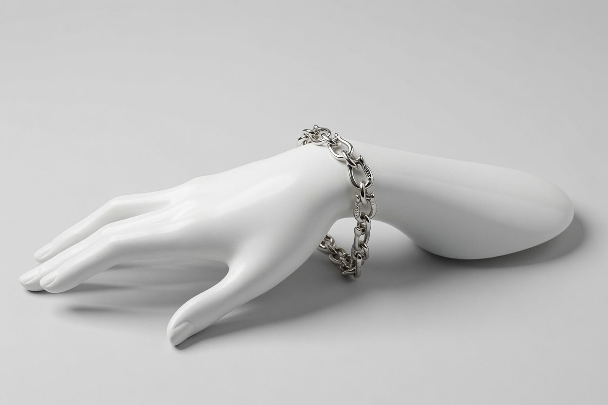 Sterling Silver 9mm., 9.4 in. Shackle Bracelet