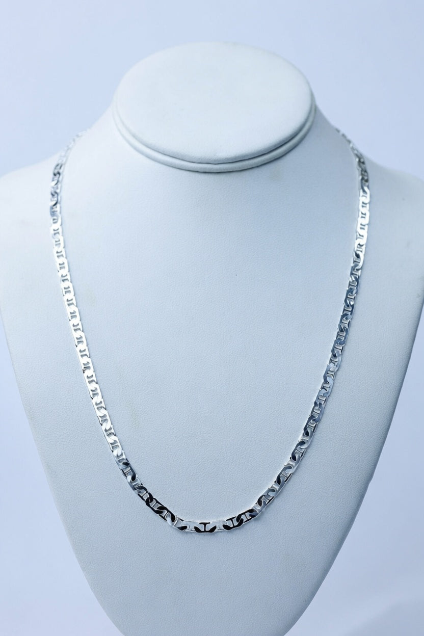 Sterling Silver Flat Anchor 24", 6.5mm Chain