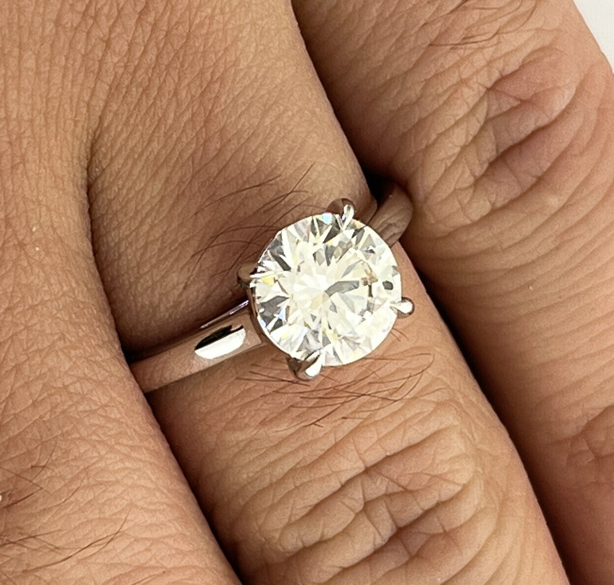 14k White Gold Ring 1.96 Carat Lab Grown Diamond Engagement Wedding Ring Size 7