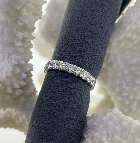 14k White Gold Ring 1.00 Carat Lab Grown Diamond Eternity Wedding Ring Size 7