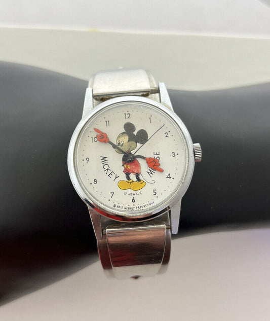1963 Working SWISS Walt Disney Pro. Mickey Mouse 17 Jewel Mechanical Watch Cuff