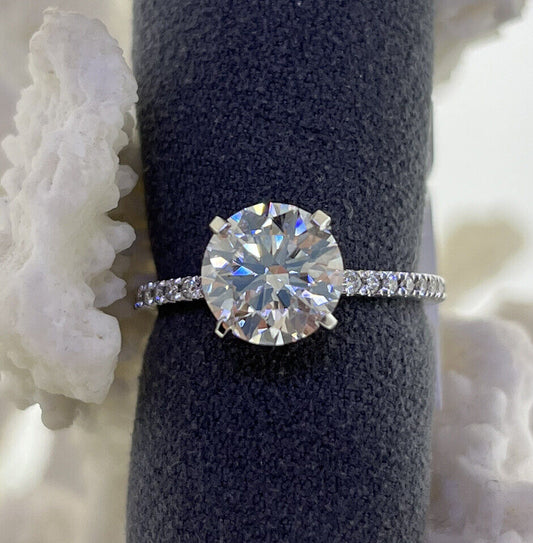 14k White Gold Ring 2.37 Carat Lab Grown Diamond Engagement Solitaire Ring