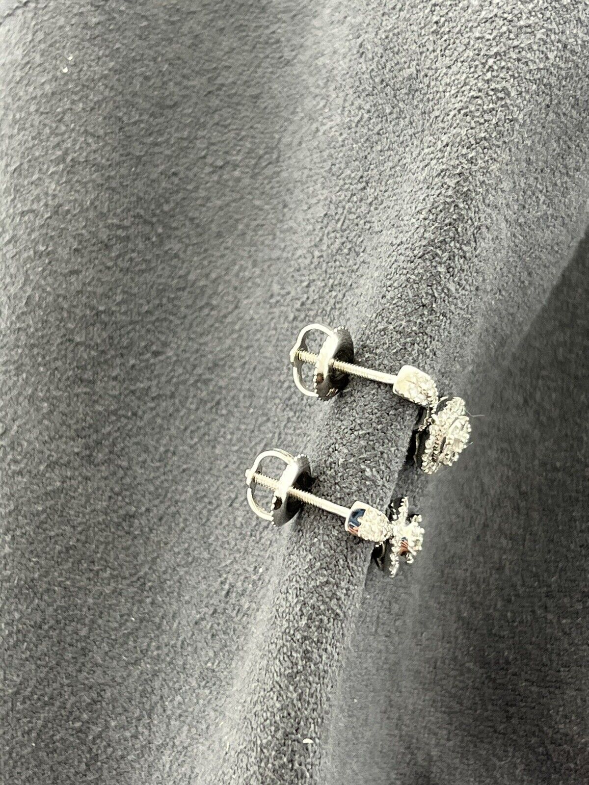 Natural Diamond Earrings Screw Back Dangle Studs 0.33 Carats 10k