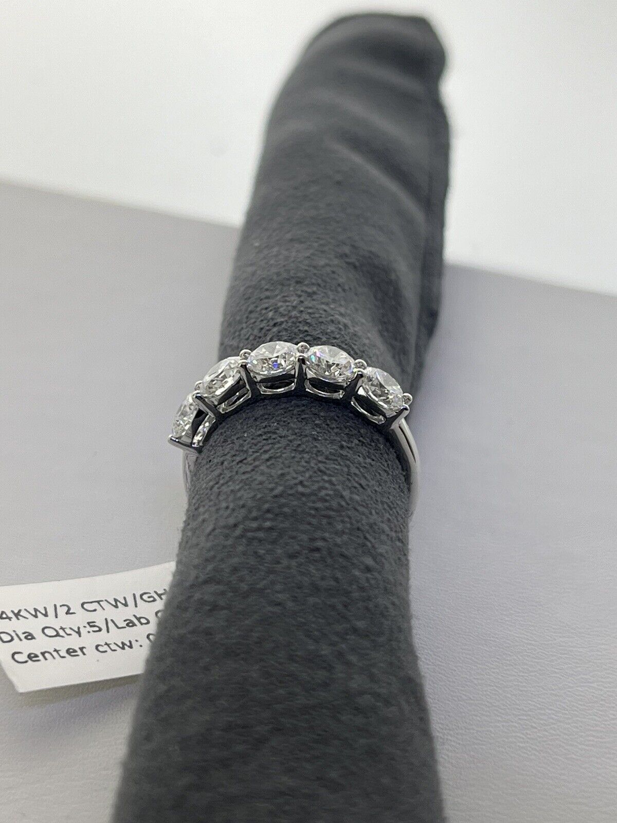 14k White Gold Ring 2.00 Carat 5 Lab Grown Diamonds Eternity Wedding Ring Size 7