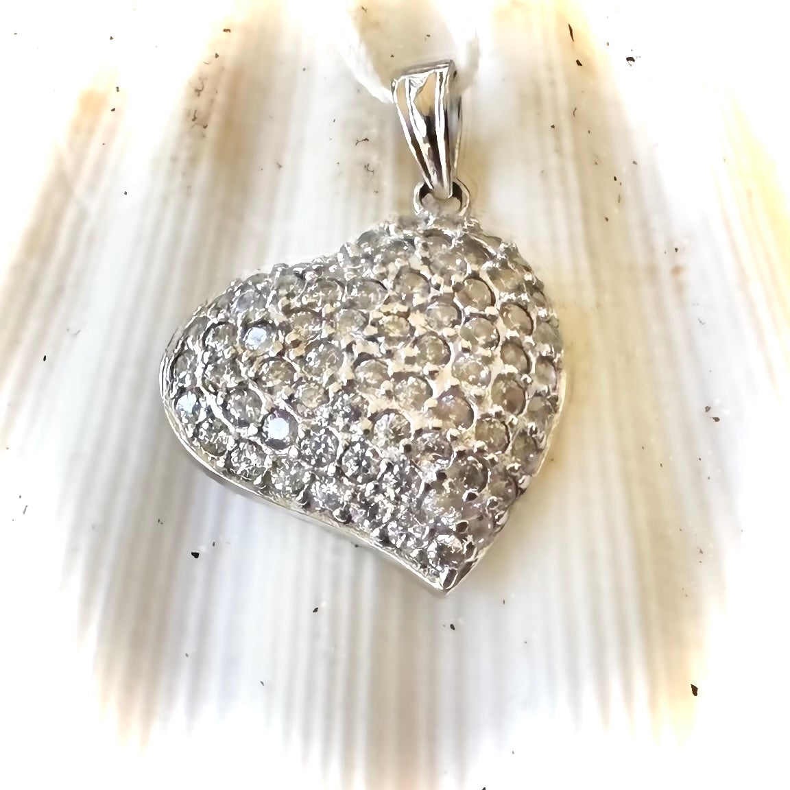 925 Sterling Silver Heart Shaped Pendant with Cubic Zirconia Pave Rhodium Plated